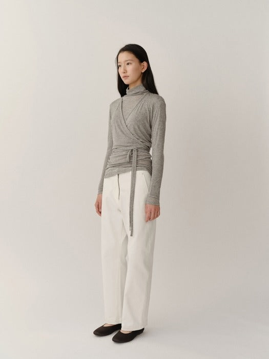 Kindersalmon Wool Jersey Turtleneck Melange Gray