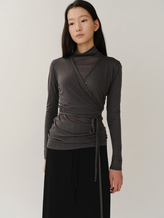 Kindersalmon Wool Jersey Cardigan Slate
