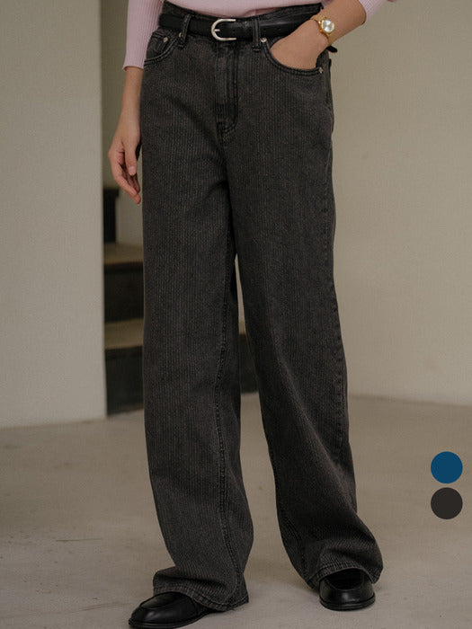 [TILLIDIE] Ribbed detail straight fit denim pants TIWT01DP01_2color