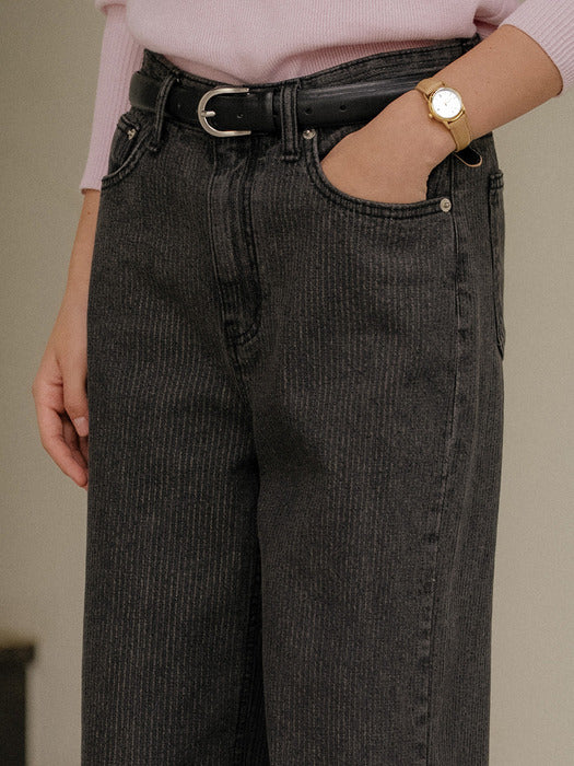 [TILLIDIE] Ribbed detail straight fit denim pants TIWT01DP01_2color
