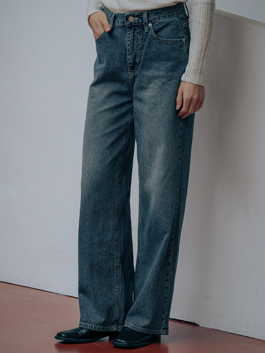 [TILLIDIE] Ribbed detail straight fit denim pants TIWT01DP01_2color