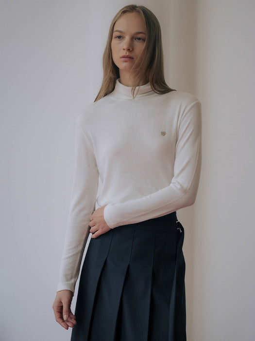 [TILLIDIE] Ribbed heart logo point turtle neck [TIWT01LT11]_4color