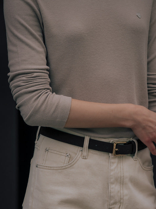 [TILLIDIE] Ribbed heart logo point turtle neck TIWT01LT09_Beige