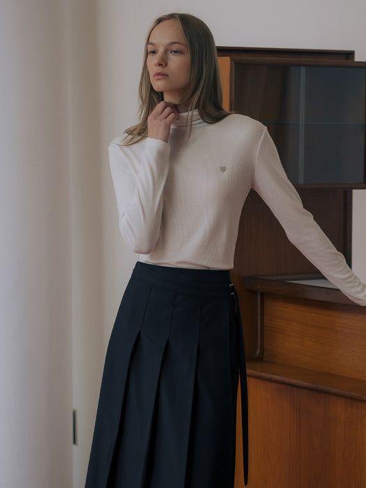 [TILLIDIE] Ribbed heart logo point turtle neck TIWT01LT08_Ivory