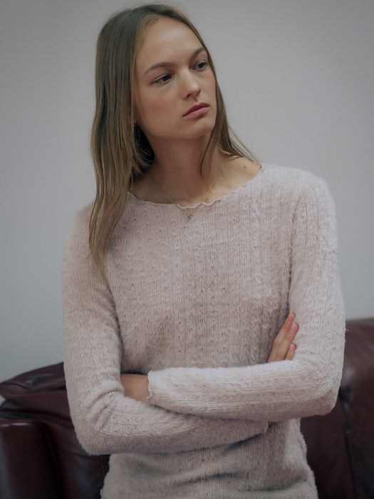 [TILLIDIE] Fringe texture loose fit top TIWT01LT06_Beige