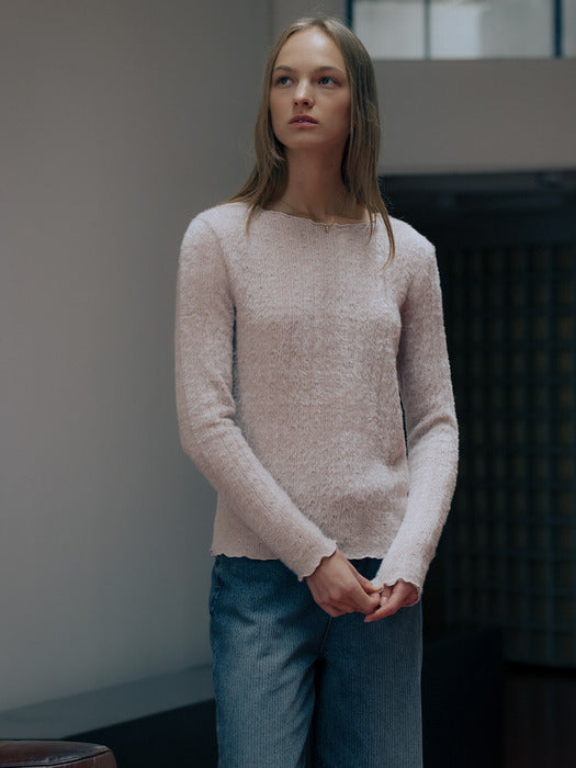 [TILLIDIE] Fringe texture loose fit top TIWT01LT06_Beige