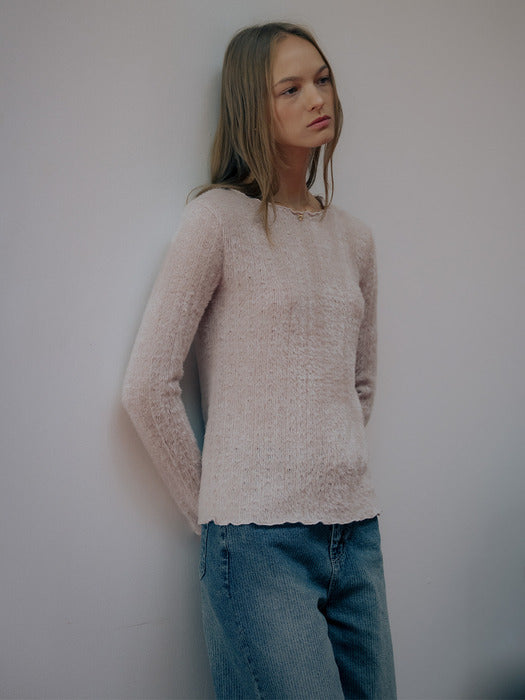 [TILLIDIE] Fringe texture loose fit top TIWT01LT06_Beige