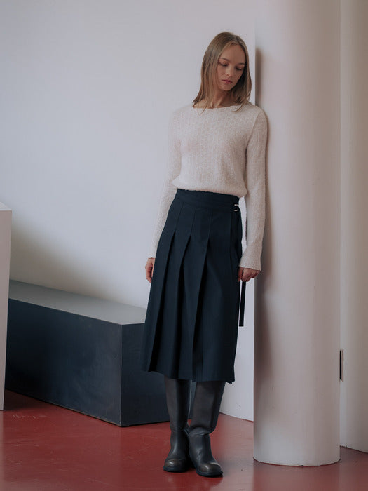 [TILLIDIE] Fringe texture loose fit top TIWT01LT05_Ivory