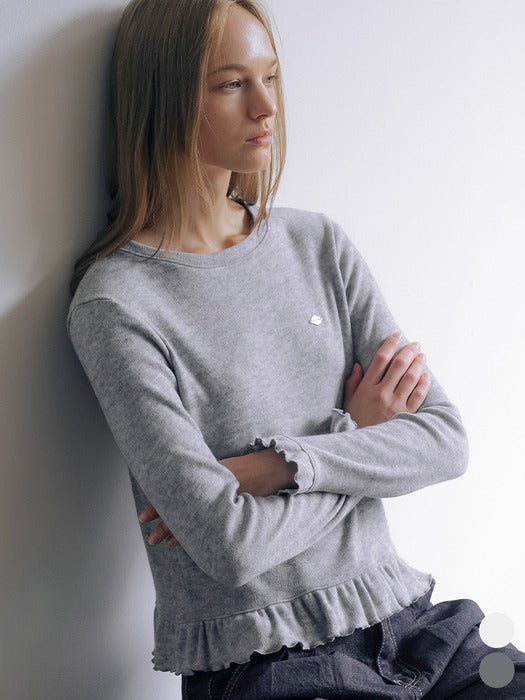 [TILLIDIE] Wool blended frill detail t-shirt [TIWT01LT04]_2color