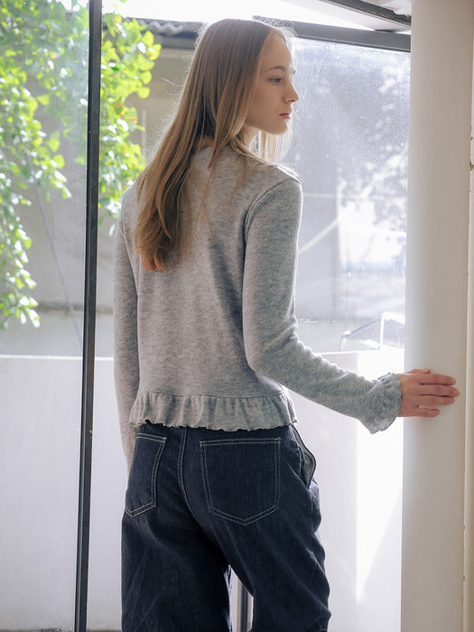 [TILLIDIE] Wool blended frill detail t-shirt [TIWT01LT04]_2color