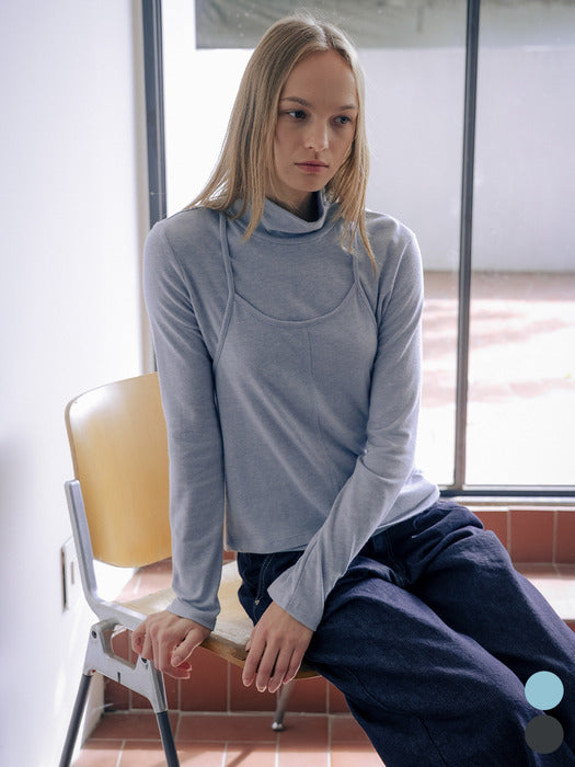 Tillidie 2way angora blended turtle neck Set
