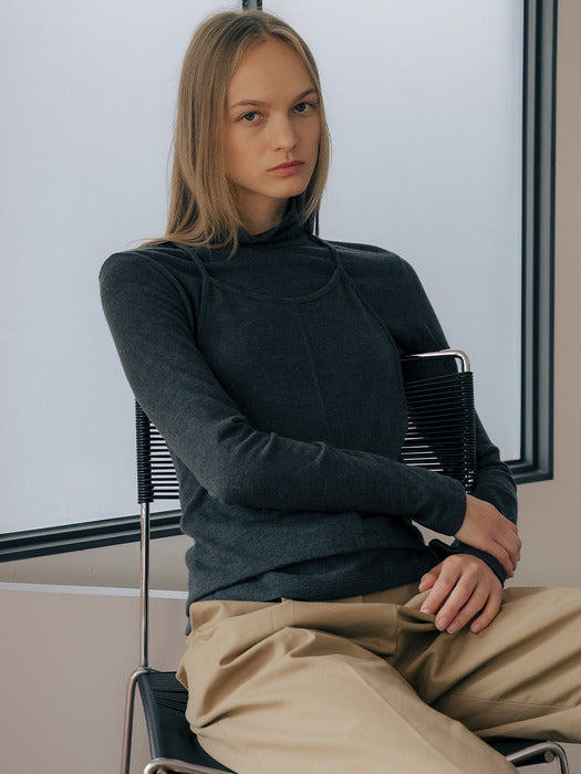 Tillidie 2way angora blended turtle neck Set