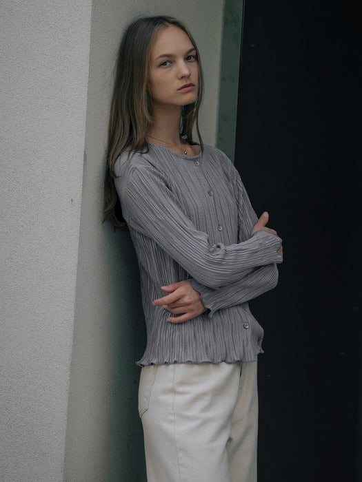 [TILLIDIE] Soft touch pleats blouse TIWT01BL01_Gray