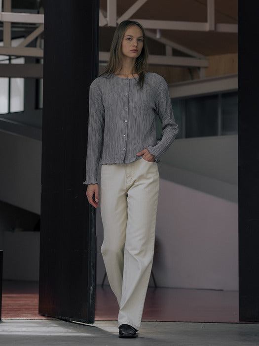 [TILLIDIE] Soft touch pleats blouse TIWT01BL01_Gray