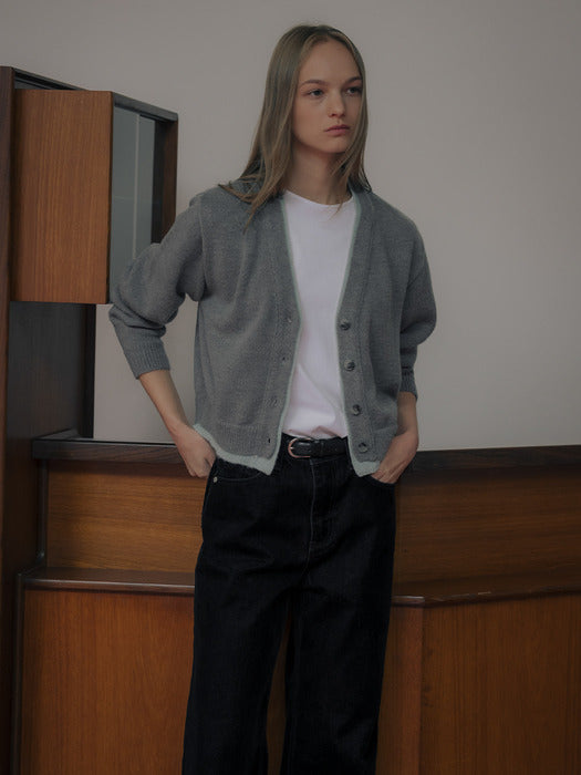 [TILLIDIE] Coloring point wool blended cardigan TIWT01CD05_Melange gray