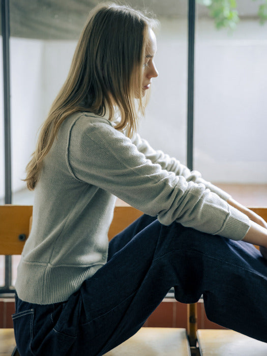 [TILLIDIE] Wool blended line detail cardigan TIWT01CD02_Light khaki