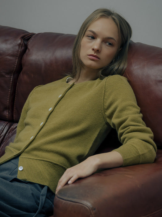 [TILLIDIE] Wool blended line detail cardigan TIWT01CD01_Olive