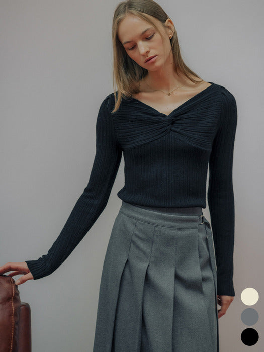 [TILLIDIE] Wool blended twisted knit top [TIWT01SW03]_3color