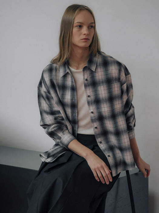 [TILLIDIE] Loose fit check shirt TIWT01SH02_Black