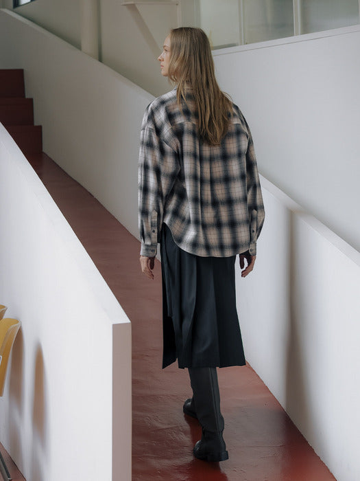 [TILLIDIE] Loose fit check shirt TIWT01SH02_Black