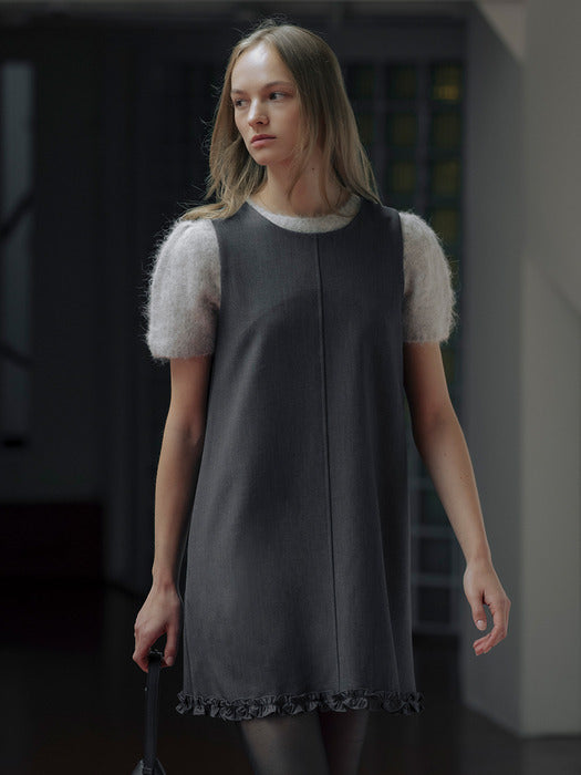 [tillidie] Minimal hem frill detail dress_2color