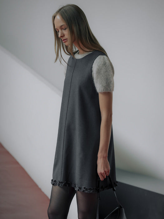 [TILLIDIE] Minimal hem frill detail dress TIWT01OP01_Gray