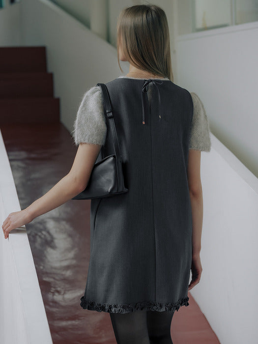 [TILLIDIE] Minimal hem frill detail dress TIWT01OP01_Gray