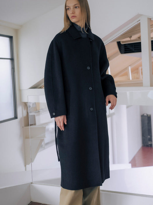 [TILLIDIE] WOOL100 cocoon sleeve handmade coat TIWT01CT08_Black