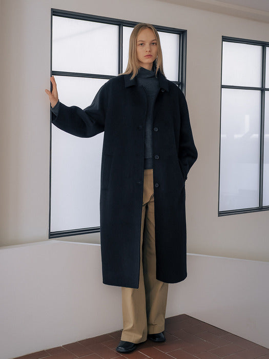 [TILLIDIE] WOOL100 cocoon sleeve handmade coat TIWT01CT08_Black