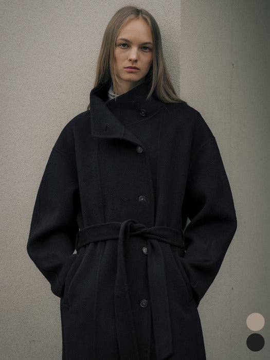 Tillidie mock-neck handmade coat