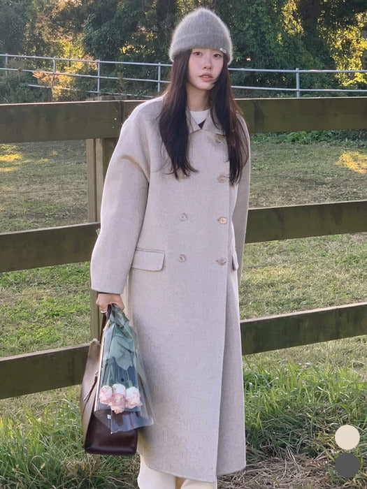 [TILLIDIE] WOOL100 double button handmade coat [TIWT01CT04]_2color