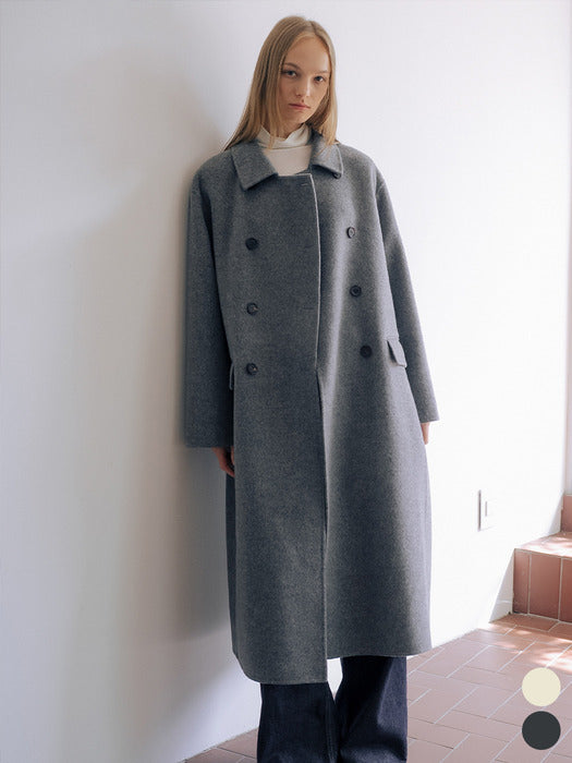 [TILLIDIE] WOOL100 double button handmade coat [TIWT01CT04]_2color