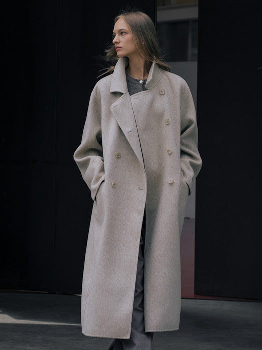 [TILLIDIE] WOOL100 double button handmade coat TIWT01CT03_Oatmeal