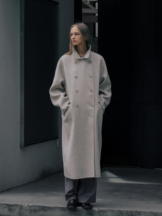 [TILLIDIE] WOOL100 double button handmade coat TIWT01CT03_Oatmeal