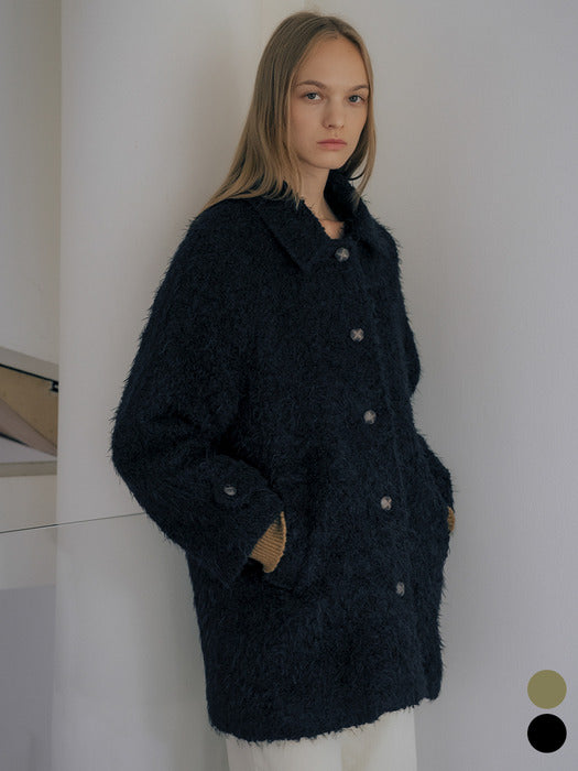 Tillidie Wool boucle point half coat