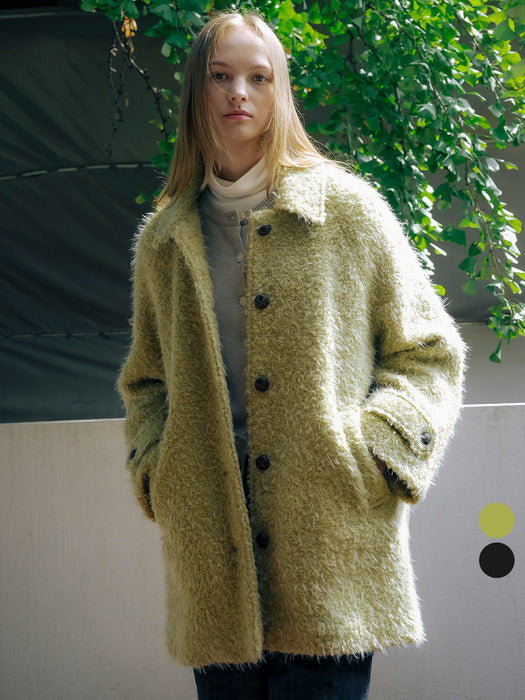 Tillidie Wool boucle point half coat