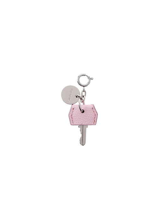 Piccolo Leather Key Charm — Powder Pink