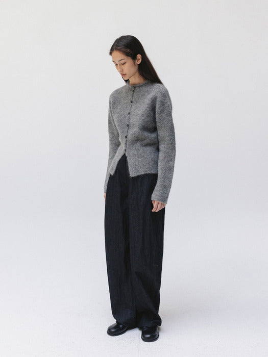 mock neck cardigan (gray)