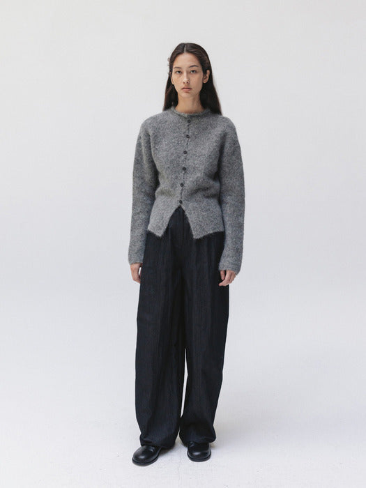 mock neck cardigan (gray)