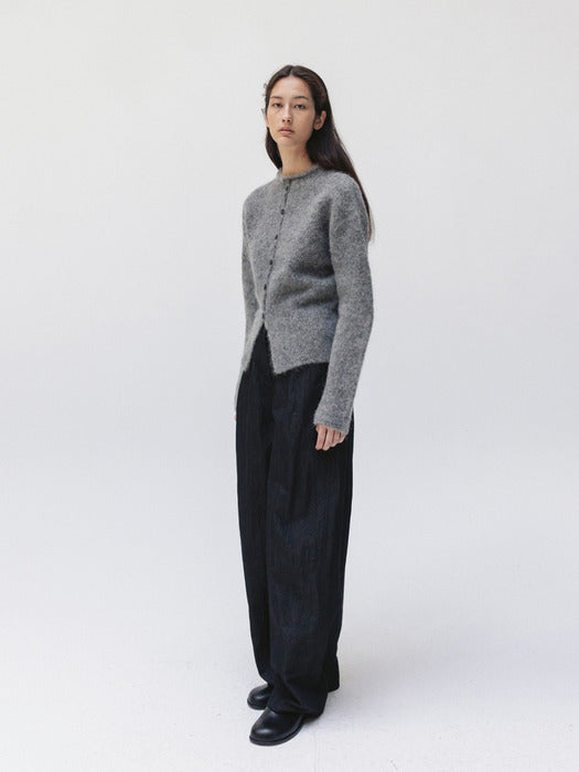 mock neck cardigan (gray)