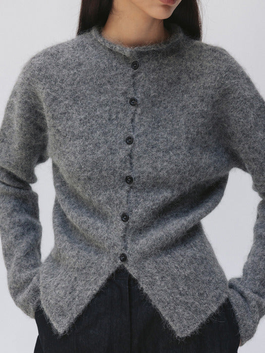 mock neck cardigan (gray)
