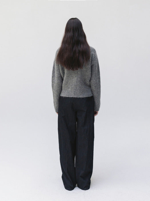 mock neck cardigan (gray)