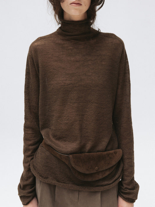 whole garment long knit (brown)