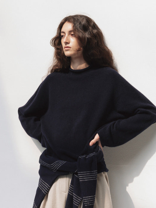 merino mock pullover (navy)
