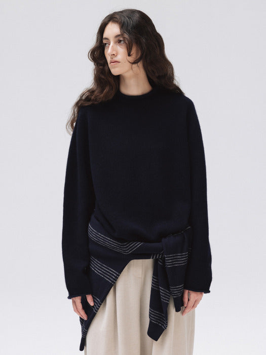 merino mock pullover (navy)