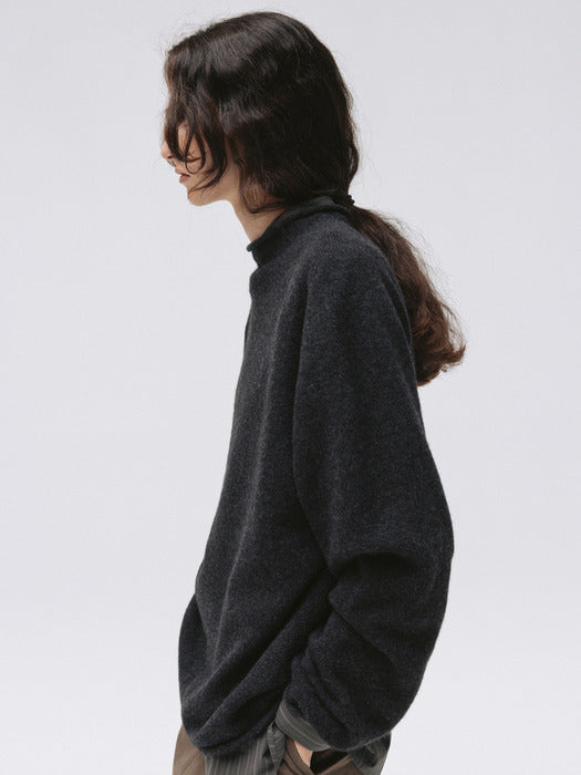 merino mock pullover (charcoal)