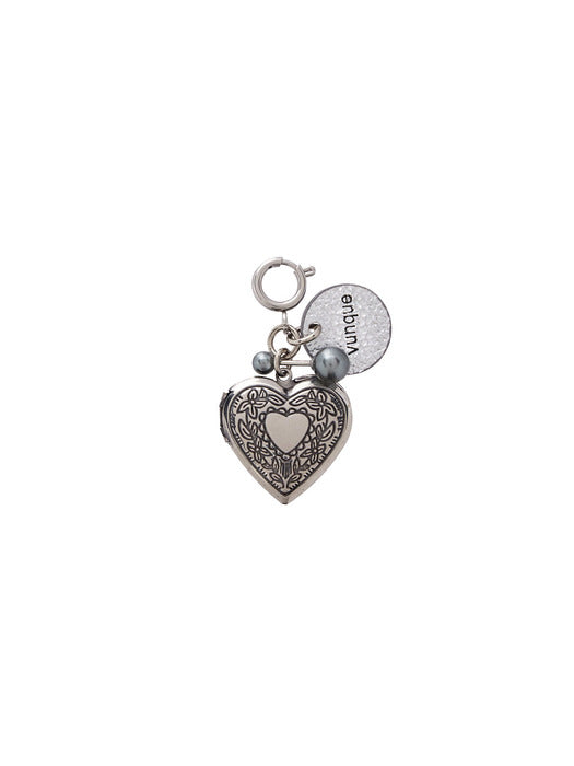 Heart Memory Leather Charm Piccolo Silver