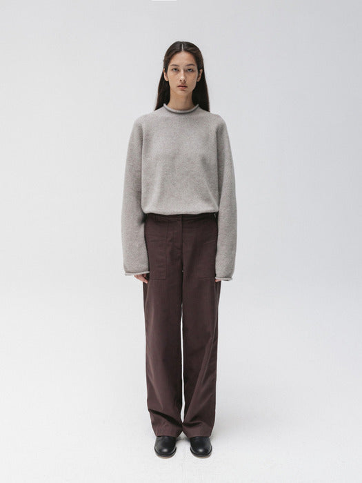 merino mock pullover (greige)