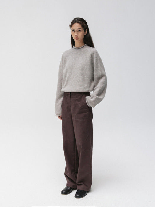merino mock pullover (greige)
