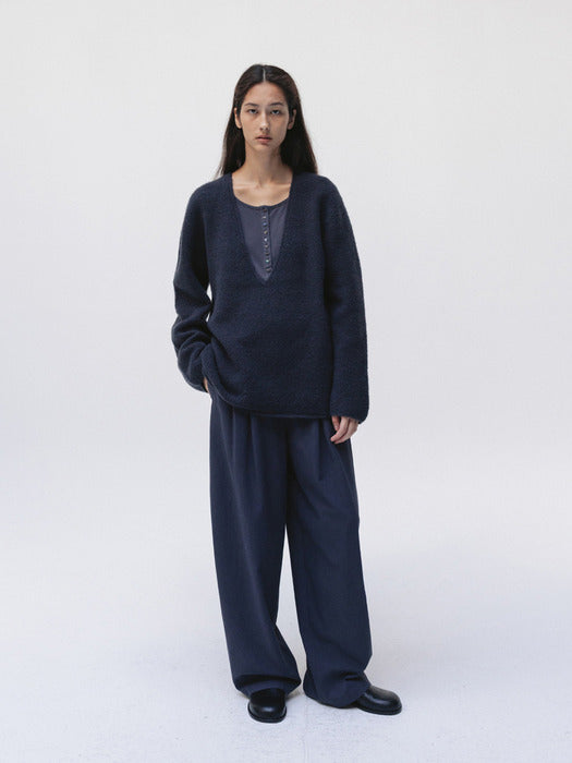 v-neck knit pullover (midnight blue)